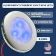 thumbnail image 2 of Five Oceans LED Marine Courtesy Lights, 2 Pack 3 Inch Boat Ceiling Light, Round Cockpit Light, Boat Cabin Light, Blue LED, 12-24V, IP66 Waterproof, Flush Mount for Boat Truck RV Trailer - FO4135-M2, 2 of 9