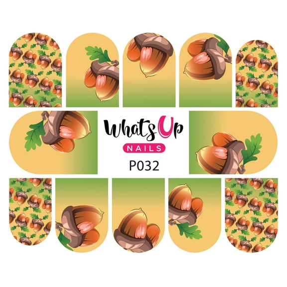 Whats Up Nails P032 Feelin' Nutty Water Decal Sliders for Nail Art Design