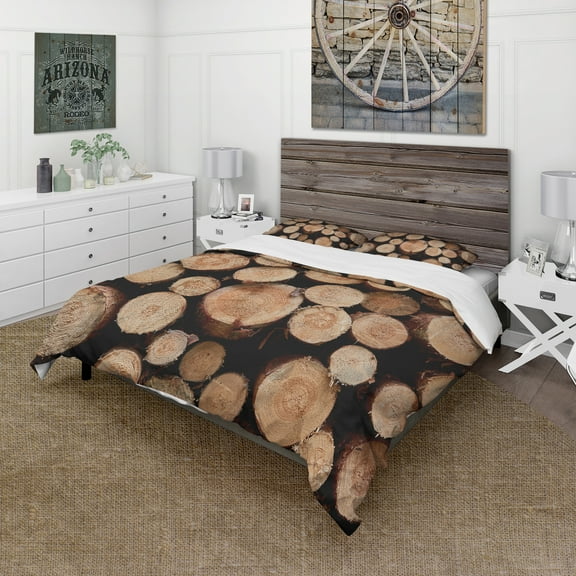 Designart 'Concentric Circle of Firewod' Abstract Duvet Cover Set