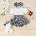 thumbnail image 2 of RMGVDSD Baby Girl Holiday Outfit Short Sleeve Plaid Skirt Romper Dress Headband Socks Set Classic-Fit Spring Summer Clothes 9-12 Months, 2 of 5