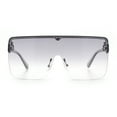thumbnail image 3 of Minimal Oversized Half Rim Shield Flat Top Plastic Mafia Mogul Sunglasses Slate - Grey Clear, 3 of 6
