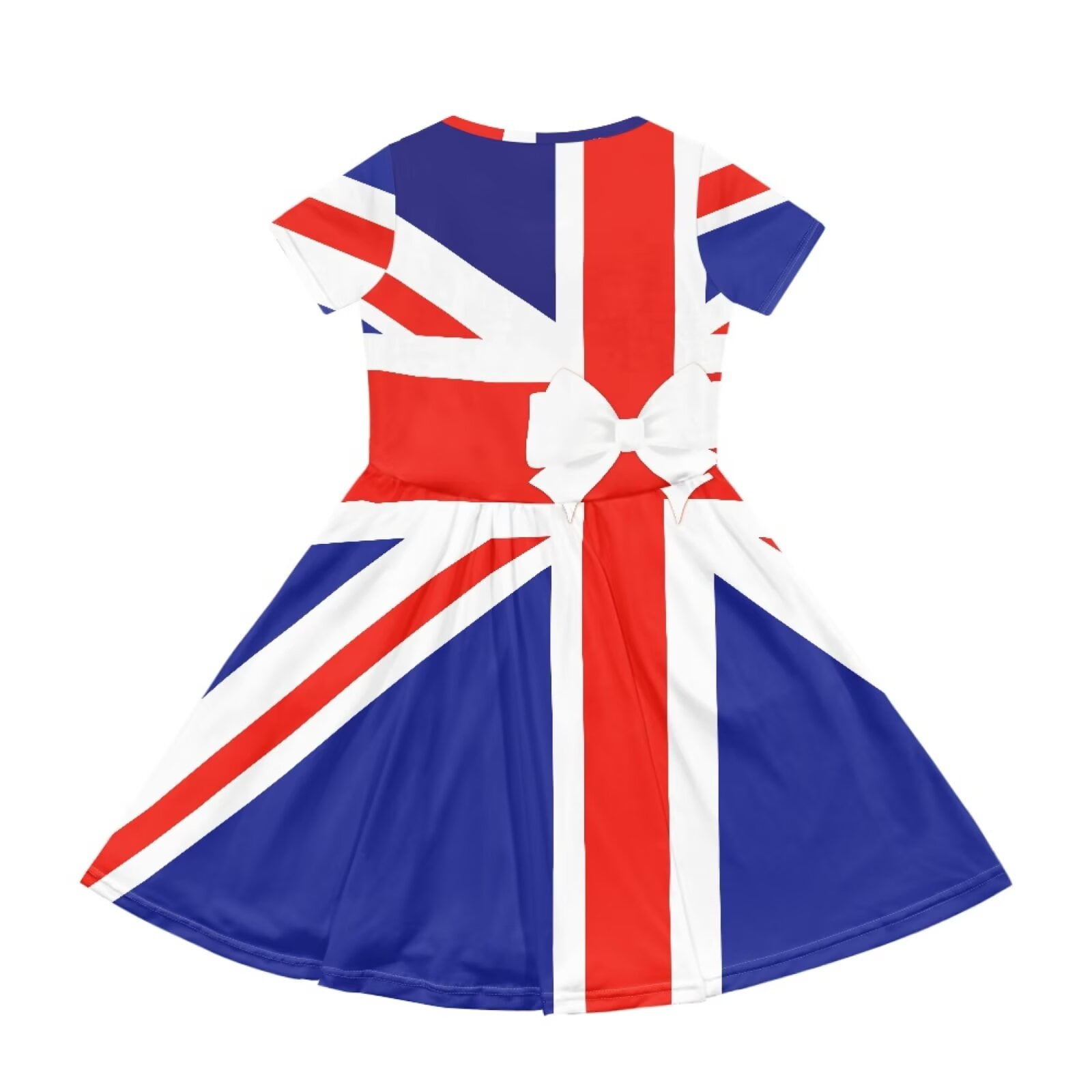 Uourmeti British Flag Patriot Dresses for Girls 2-14Y Soft Short Sleeve Swing Dress Casual Crew Neck A-Line Dresses with Pockets