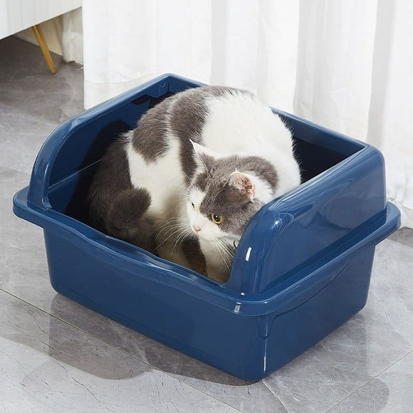 Caja de arena para gatos grande semicerrada con barra alta antisalpicaduras casa para gatos jaula para gatos abierta