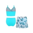 thumbnail image 2 of CHICTRY Ensemble Bikini 3 Pcs pour Filles avec Jupe de Plage Surf Bleu Lac 15 Ans, 2 of 5