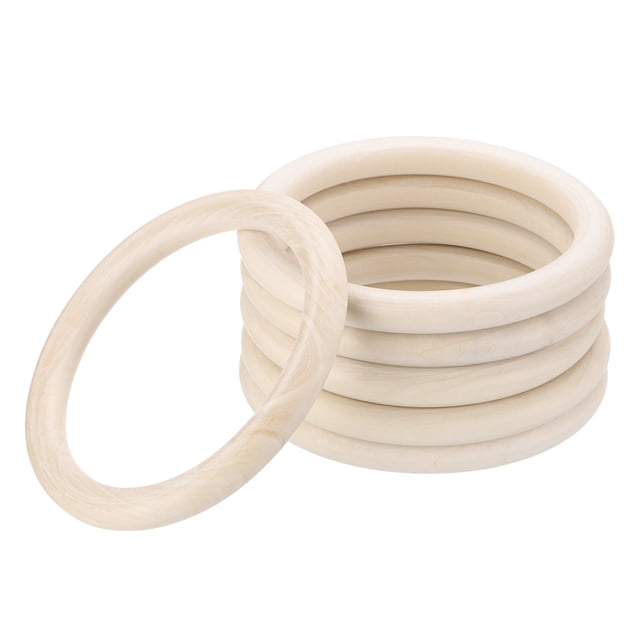 Uxcell Unfinished Wooden Rings Smooth Natural Woods Macrame Rings for DIY Crafts Knitting Decoration 5.9" 6 Pcs
