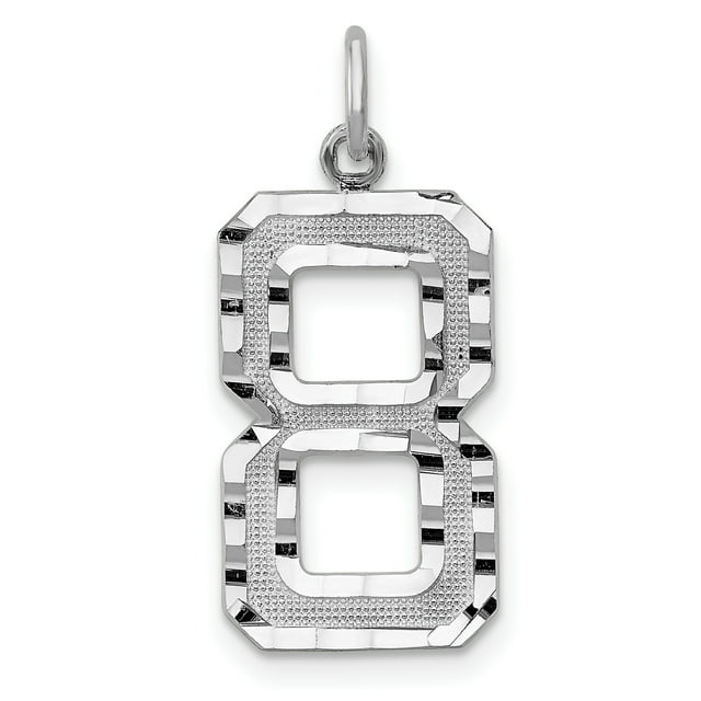 14K White Gold 14kw Casted Large Diamond Cut Number 8 Charm