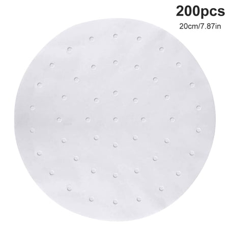 TureClos 200pcs Air Fryer Liners Round Steaming Papers Waterproof Heat-resistant Steamer Papers, 8 inch
