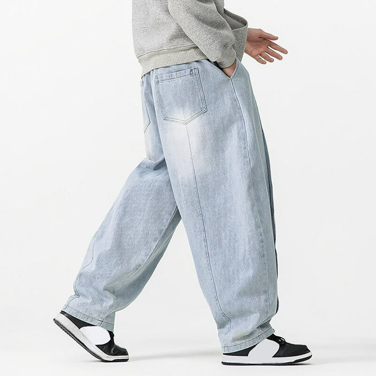 Fnnxeal Big & Tall Light Blue Denim Pants Size 4XL - Oversized