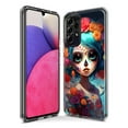 thumbnail image 3 of MUNDAZE Samsung Galaxy A21 Shockproof Clear Hybrid Protective Phone Case Halloween Spooky Colorful Day of the Dead Skull Girl Cover, 3 of 5