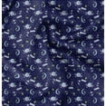 thumbnail image 1 of Soimoi Blue polyester Crepe Fabric Moon & Stars Galaxy Print Fabric by the Yard 42 Inch Wide, 1 of 6