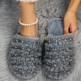 thumbnail image 5 of CaComMARK PI Womens Winter Fuzzy House Slippers plus size home mesh webbing beading Flats Warm Slippers s today, 5 of 9