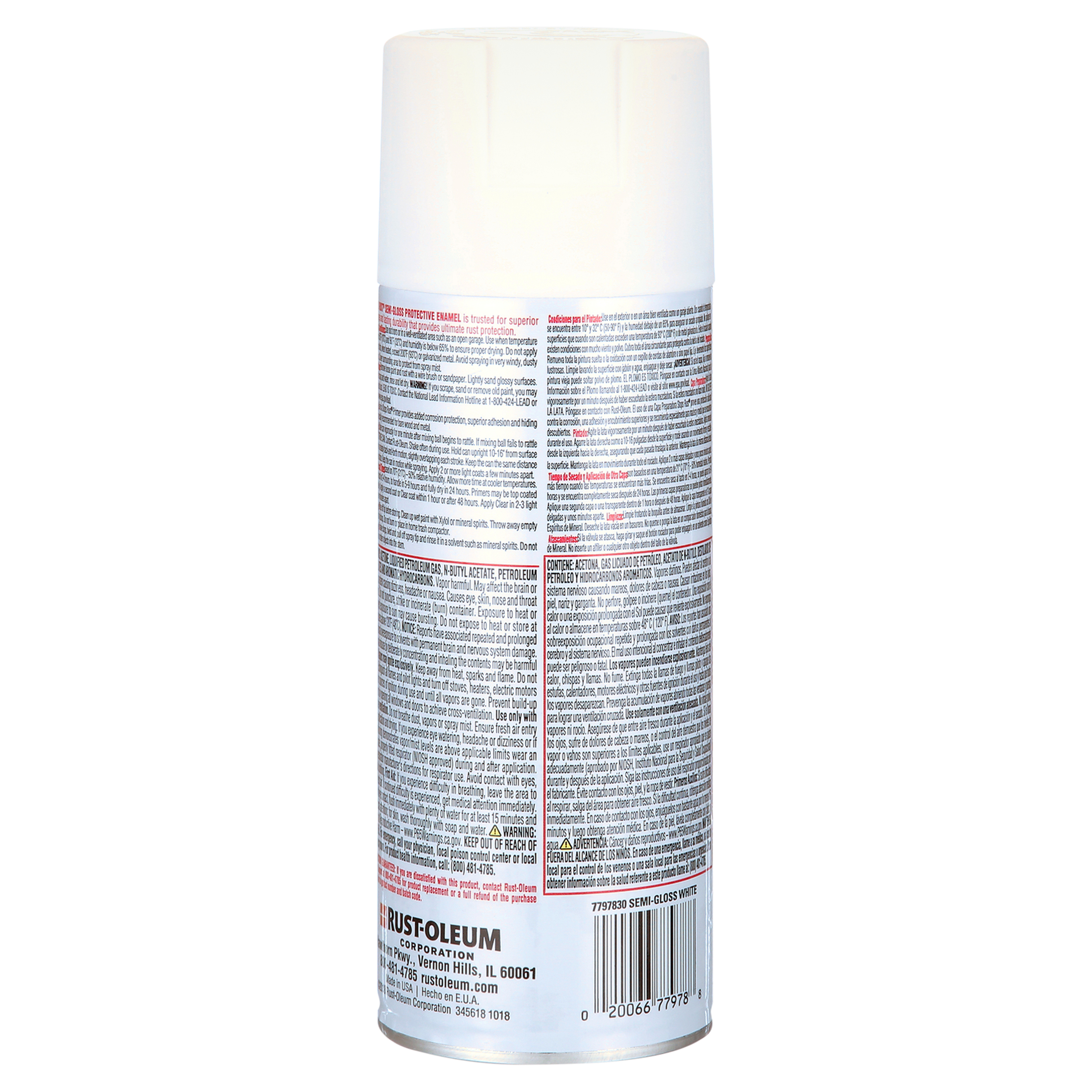 White, Rust-Oleum Stops Rust Protective Enamel Semi-Gloss Spray Paint-7797830, 12 oz
