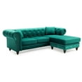 thumbnail image 2 of Passion Furniture Nola 98 in. Green 3-Seater Velvet Sofa with 2-Throw Pillow, 2 of 5