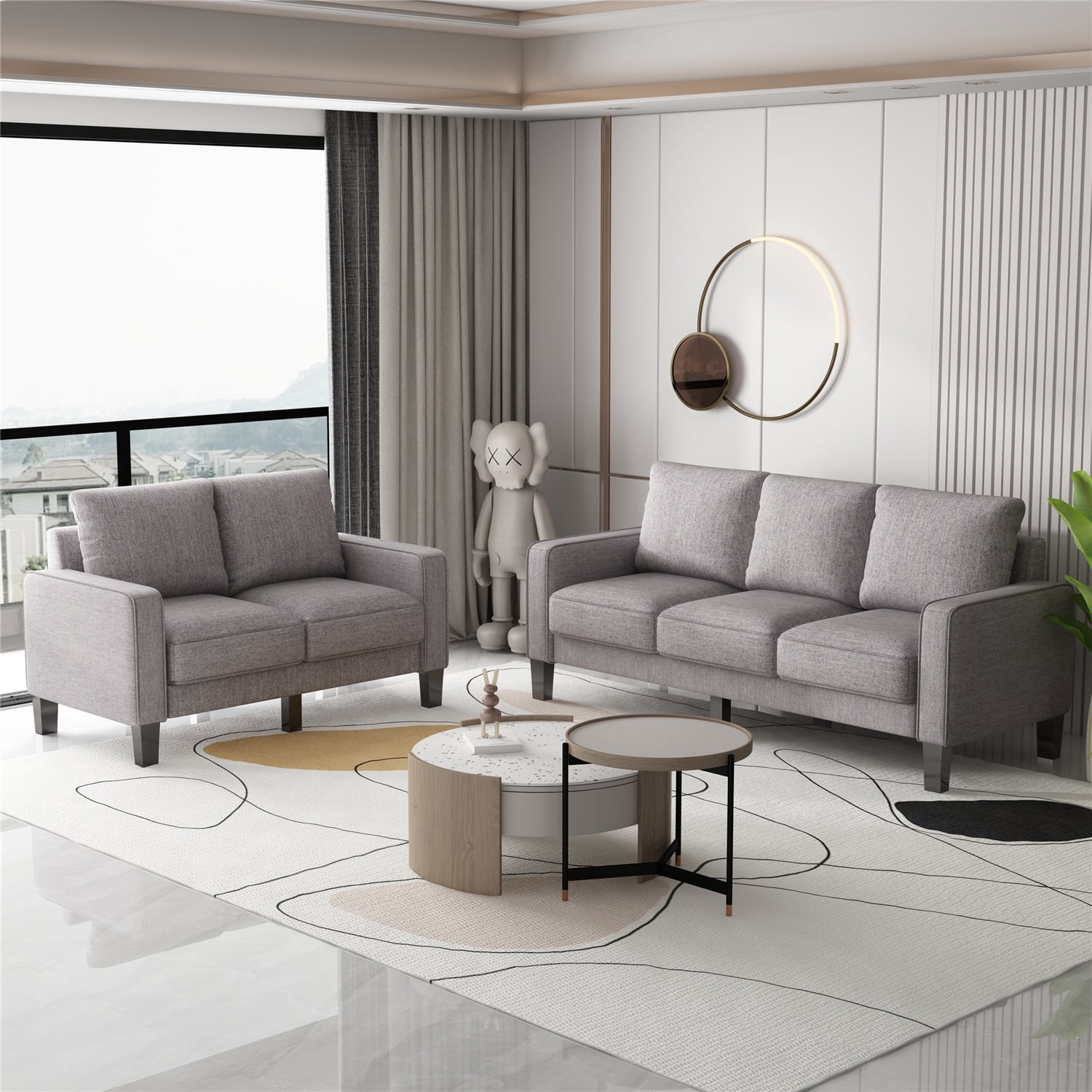 2 Piece Modern Sectional Sofa Set, Modern Sectional Sofa with Storage ...