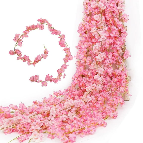 Clearance! Liulin 1Pcs Artificial Cherry Blossom Flower Vines, Artificial Cherry Garland Decoration Hanging Flowers, Outdoors Hanging Silk Flowers Vines for Home Wedding Wall Garden Decor, 70.9 Inch