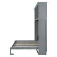 thumbnail image 3 of MODERNLUXE Queen Size Murphy Bed,85-inch Space-Saving Wall Bed with USB and 5 Shelves,Foldable Platform Bed for Small Space,Bedroom,Guest Room,Gray, 3 of 9