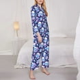 thumbnail image 3 of Yiaed crystal Skull flower leaf Print Pajamas Women's Long Sleeve Sleepwear Soft Button Down Loungewear Pjs Lounge Set Nightwear Womens Pajama Pants-Medium, 3 of 7