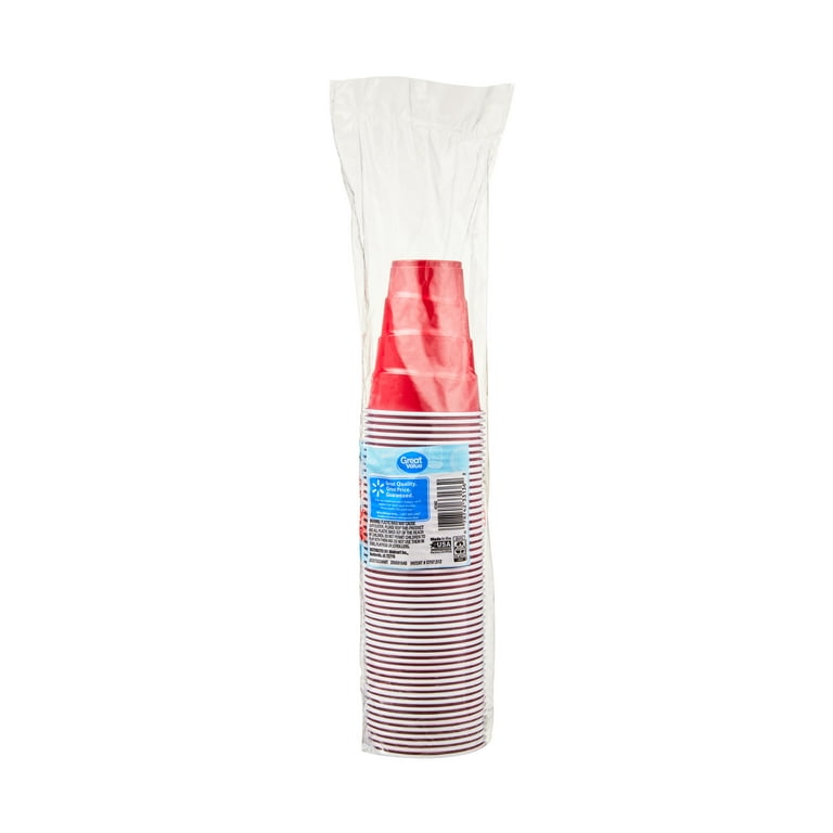 Great Value Everyday Disposable Plastic Party Cups, Red, 9 oz, 50 Count 