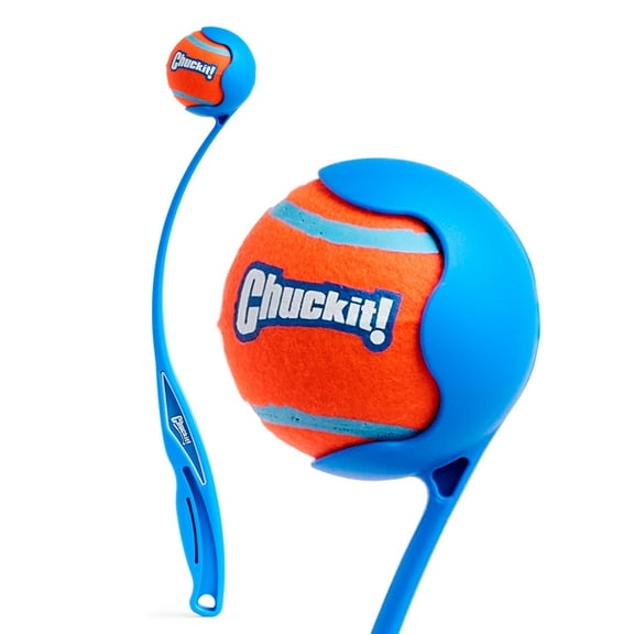 Chuckit! Dog Ball Launcher Classic 26M Fetch Dog Toy, 26" Handle, Includes Medium (2.5") Ball for Dogs 20-60 lb, Blue