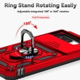 thumbnail image 3 of KOMI Phone Case for Google Pixel 9A Case with HD Screen Protector & Slide Camera Cover & Rotated Ring Kickstand, [Military-Grade] Phone Case for Google Pixel 9A, Red, 3 of 5