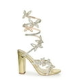 thumbnail image 2 of Wild Diva MORRIS-581 Embellished Rhinestone Butterfly Spiral Coil Wrap Around Chunky Block Heels (Gold, 6), 2 of 4
