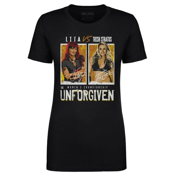 Women's-500 Level Trish Stratus Vs. Lita Match Black T-Shirt
