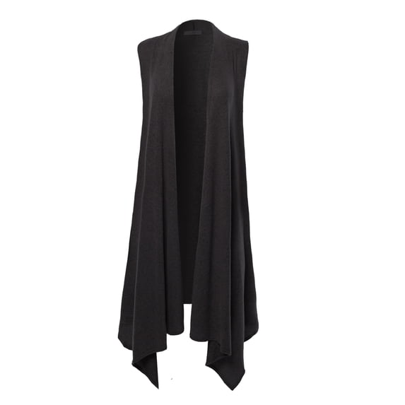 A2Y Women's Open Front Long Line Soft Sweater Sleeveless Vest Black ONESIZE