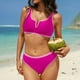 thumbnail image 2 of Trajes de Baño de Bikini de Mujer 2025 Moda de Primavera Colgando Cuello Dividido Conjunto, Correas Ajustables Y Falda de Hendidura Lateral para la Piscina de Playa, 2 of 9