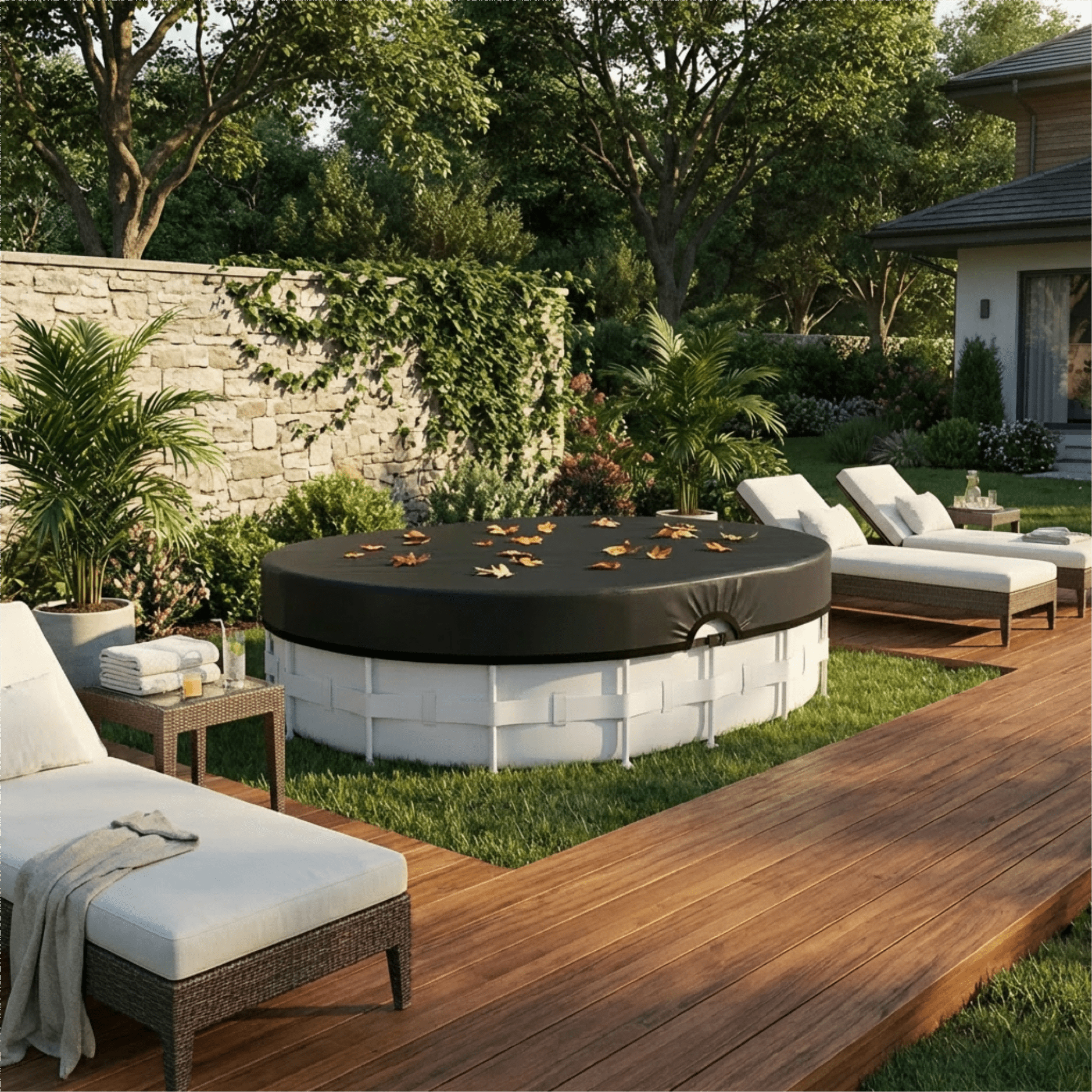 Seralis 12x18ft Oval Above Ground Pool Cover Waterproof Dustproof with Winch and Cable Black