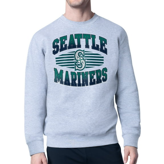 Men's Starter Heather Gray Seattle Mariners Team Grit Graphic Fleece Pullover Sweatshirt