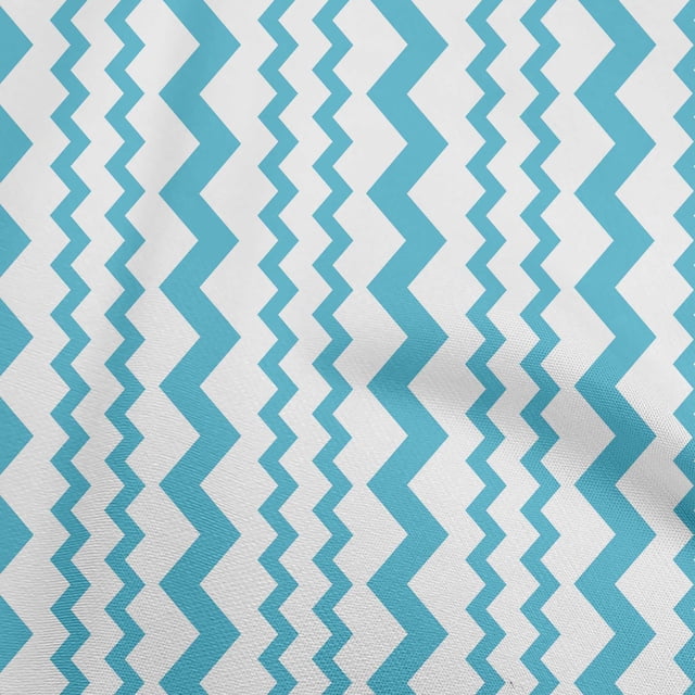 oneOone Rayon Light Blue Fabric Vertical Chevron Sewing Material Print Fabric By The Yard 56 Inch Wide