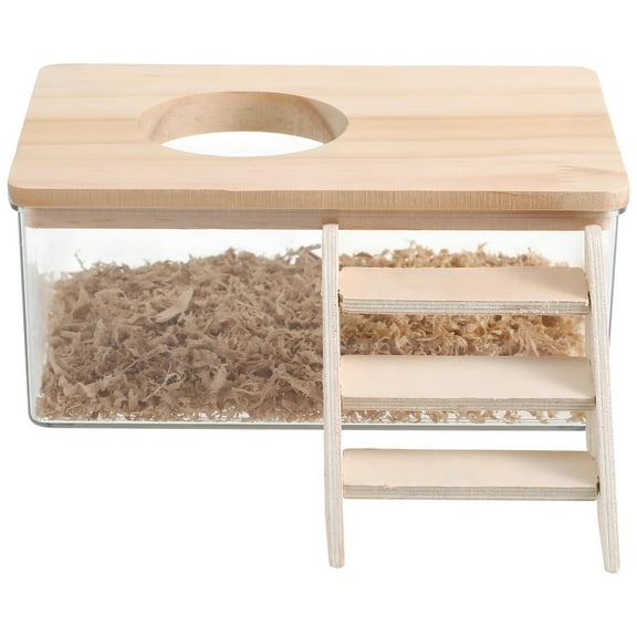 Hemoton 1 Set Hamster Bath Container Hamster Substrate Container Gerbils Sand Dust Bath Box Chinchilla Chinchilla Bathroom With Ladder