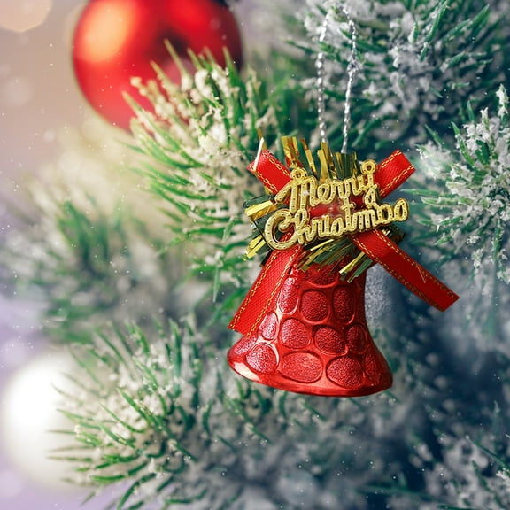 pathside 4pcs Christmas Bells, Vintage Christmas Hanging Bells, Handmade Rustic Christmas Bells, Christmas Bells for Decoration Decorative Metal Cow Bells for Weddings, Party