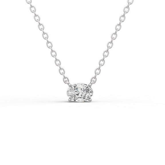 0.25 Carat Oval Cut Lab Grown Diamond Solitaire Floating Pendant in 14K White Gold