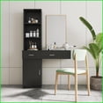 thumbnail image 2 of Hair Desk, Modern Black with Multi-Layer Storage, 2 Drawers & Cabinet | Black|MDF, 2 of 18