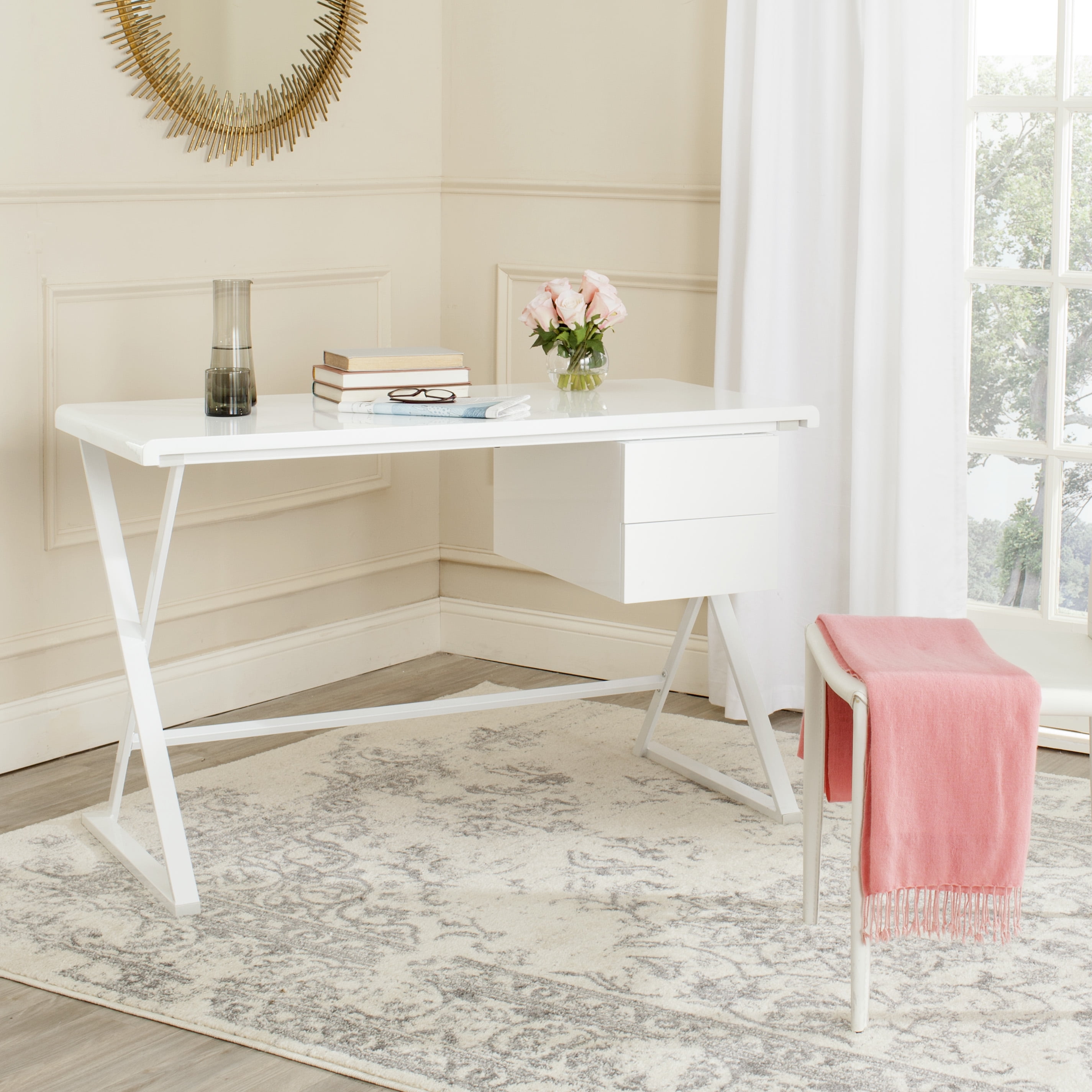 Safavieh Watkins Modern Glam Lacquer Writing Desk White Walmart Com Walmart Com
