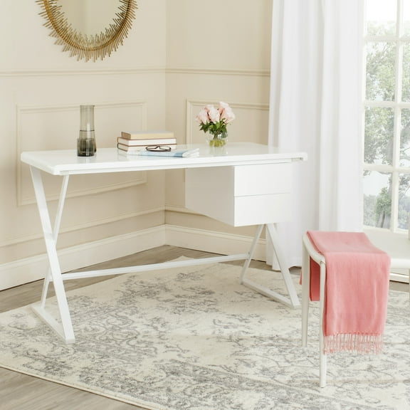 SAFAVIEH Watkins Modern Glam Lacquer Writing Desk, White