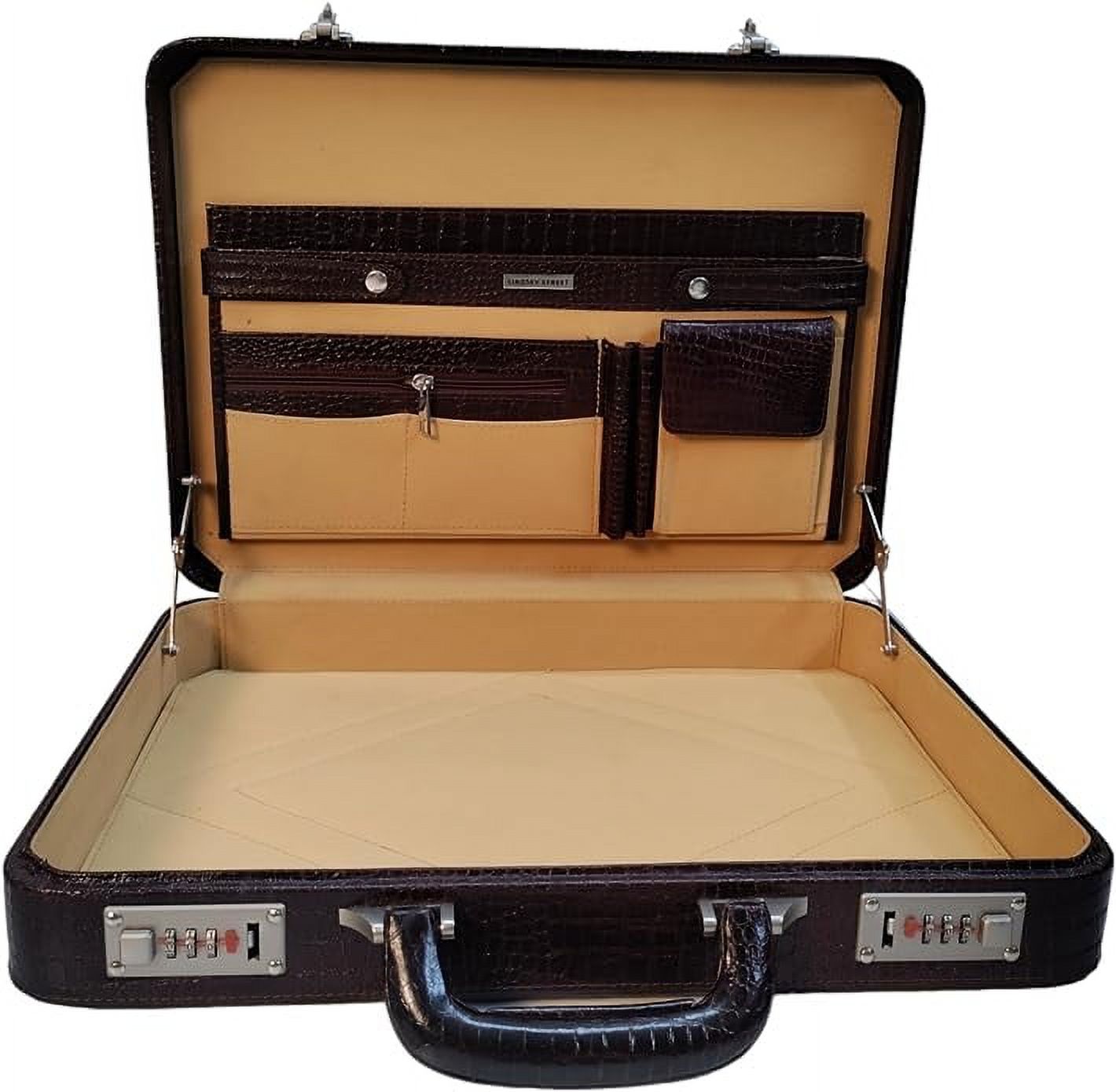 LINDSEY STREET Men's Leather Briefcase | Business Leather Handbag | Doctors Safety Kit Bag Leather Attache | Gift For Him