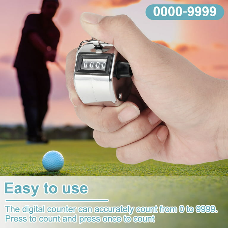 Uxcell 4 Digit Number Clicker Golf Manual Hand Tally Mechanical Palm Click Counter Silver Tone Black