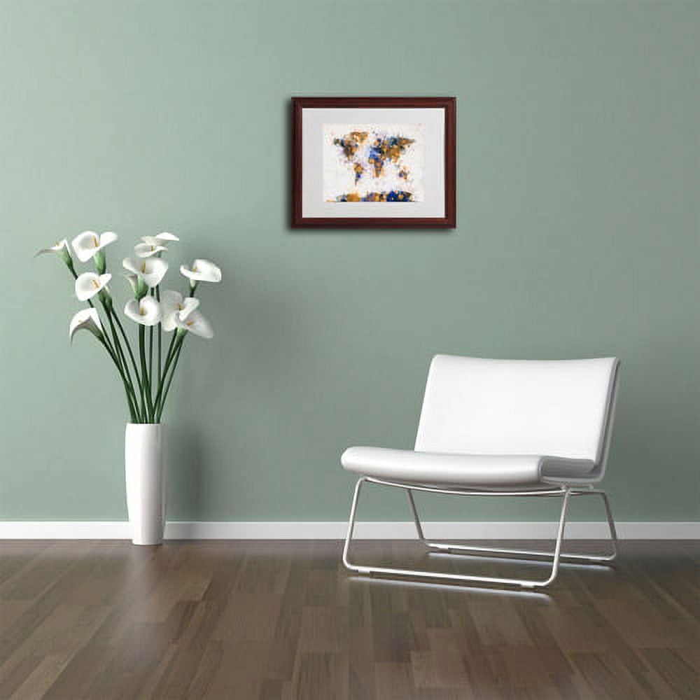 Trademark Fine Art "Paint Splashes World Map 2" Matted Framed by Michael Tompsett