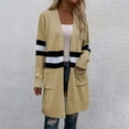 thumbnail image 2 of ZQUUVOU Women's Long Sweater Coat Cardigan Winter Striped Casual Long Sleeve Pocket Cardigan Blouse Tops Khaki, 2 of 8
