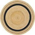 thumbnail image 3 of Natural Jute Rug Hand Braided Round Area Rug Handmade Rug for Home Decor 3x3 Square Feet (36x36 Inch, Beige + Black Line), 3 of 5