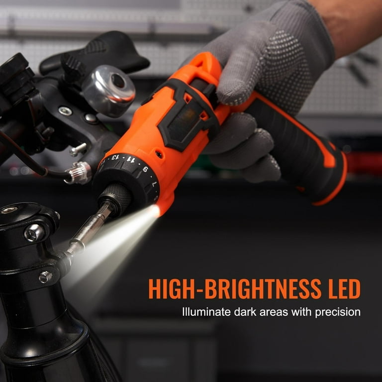 BENTISM Cordless Screwdriver 4V 7Nm Electric Screwdriver Rechargeable Set with 90 degree rotary handle LED Light 11 Accessory Kit and Charging