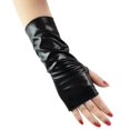 thumbnail image 2 of 2 pares de guantes cortos de charol negro brillante sin dedos disfraz de Halloween Punk Cos Jumping Hip Hop Dance guantes (negro + rojo) Sincero Electrónica, 2 of 5