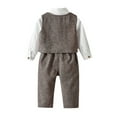 thumbnail image 6 of LUOGENLI 4th of July Kids Outfits Toddler Boys Kids Toddler Baby Boys Autumn Winter Gentlemen Cotton Shirt Vest Long Sleeve Pants Set Clothes Baptism Outfits for Boy 2-3 Years, 6 of 6