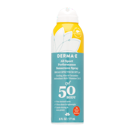 Derma E All Sport Performance Sunscreen Spray SPF50, 6 Oz