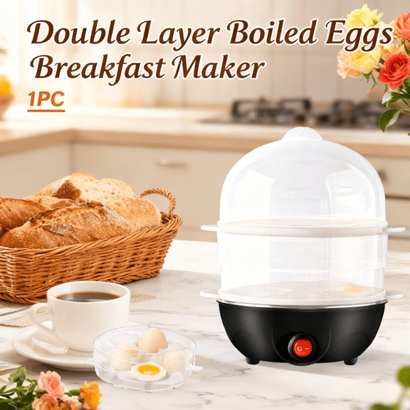 Electric Egg Cooker Boiler Maker Soft,Medium or Hard Boil,14 Egg Capacity Two Layer Egg Maker,Egg Steamer,With Automatic Shut Off,Noise Free