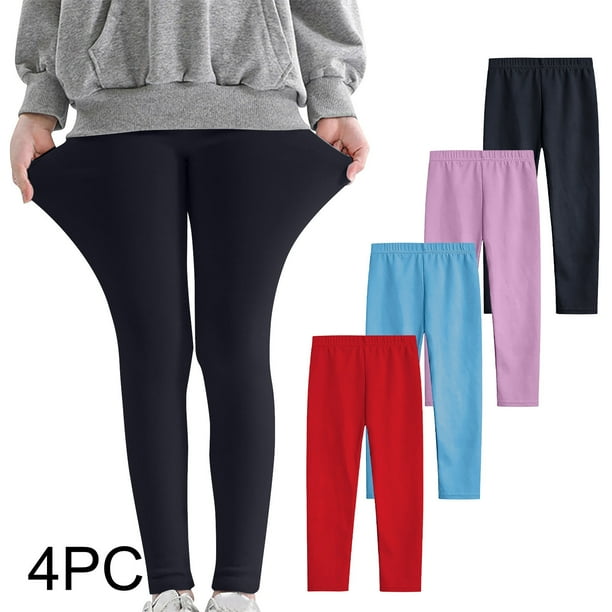 Odeerbi 3-12 Años Niñas 4 Pcs Leggings Mallas Elásticas Lycra Pantalones de Cómodo Suavidad Transpirable Pantimedias