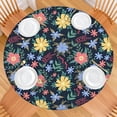 thumbnail image 2 of Pioneer Flower Floral Print Pattern Round Fitted Tablecloth with Elastic Edge,Dining Table Cover Waterproof,Outdoor Round Tablecloth for Camping,Dining,Indoor and Outdoor, 2 of 7