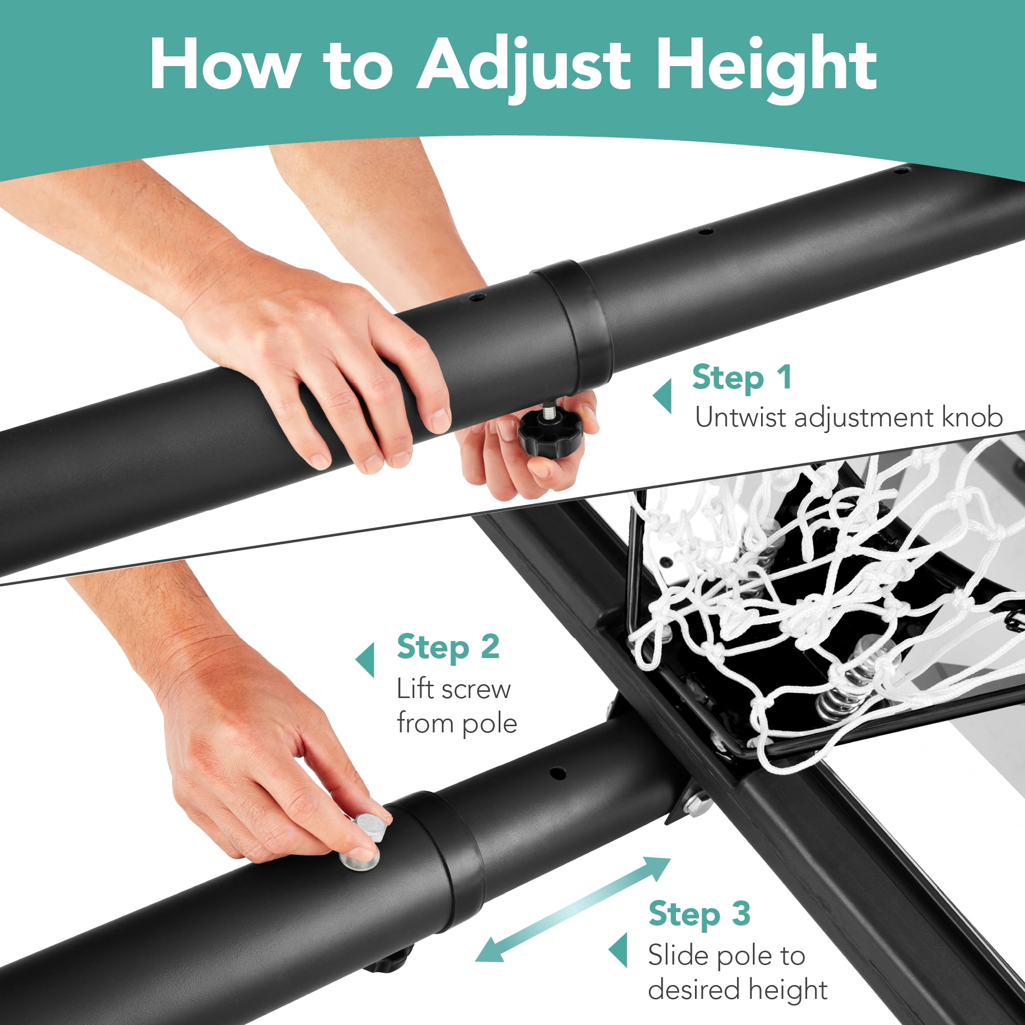 Best Choice Products Adjustable Regulation-Size Basketball Hoop, Portable Sport System w/ Fillable Base - Black/Gray